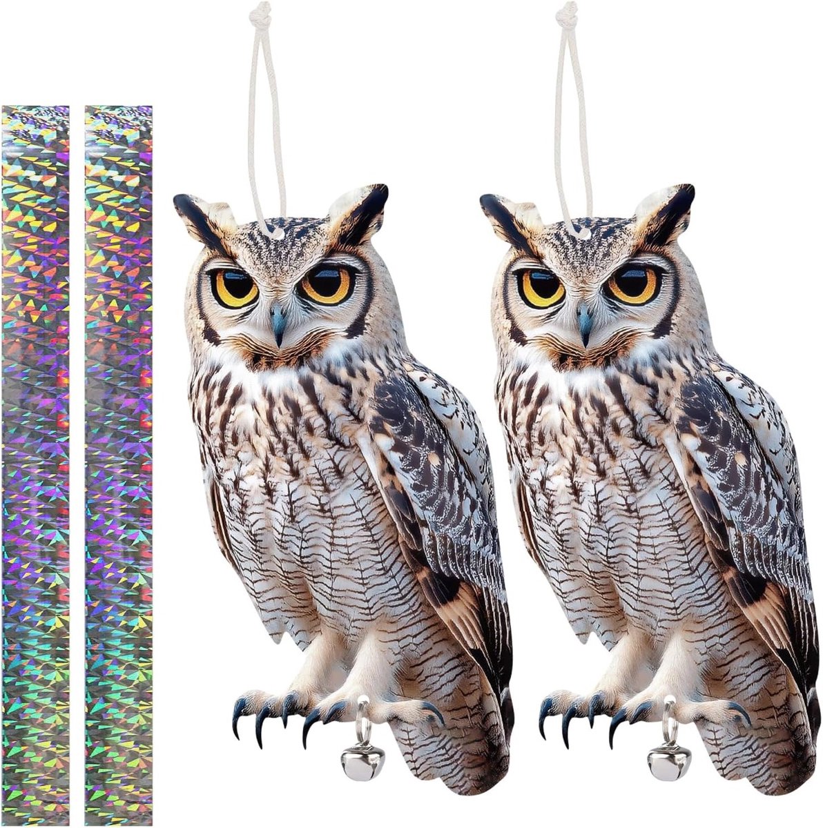 Effectieve 2PCS Uil Vogelafschrikmiddelen van Plat Papier met Reflecterende Tape voor Tuinen, Eekhoorn- en Meeuwafschrikking