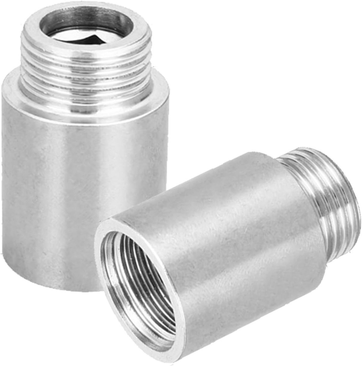 Kraanverlenging 3/4 inch x 30 mm, roestvrij staal, schroefdraadverlenging voor wateraansluiting en verwarming, 2 stuks