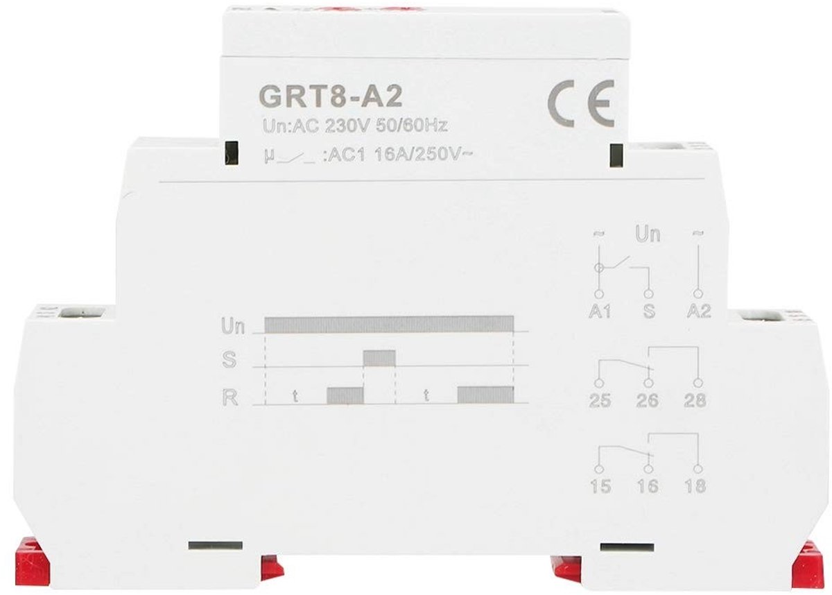Dailygoods - Dailygoody - Tijdrelais - DIN-rail-timer - Ondersteunt schakeltijdinstellingen - Compact model - Multifunctioneel tijdrelais - Geschikt voor indu