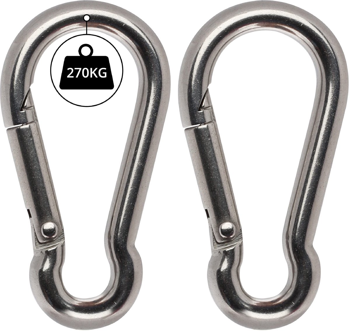 Dailygoods - Dailygoody - Roestvrij Stalen Klik Ring - Multifunctionele Karabijnhaken - 2 Pak - Duurzaam en Betrouwbaar - Voor Sleutelhangers en Outdoor Activiteiten