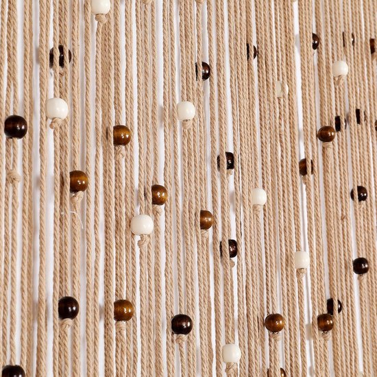 Vliegengordijn - Deurgordijn -Hordeur - Handgeweven kralengordijn - Handgemaakte deur - en raamdecoratie van katoenen touw - Decoratie met houten kralen - hippie - stijl kamerscherm - privacy -scherm voor kast en slaapkamer - Boheemse stijl