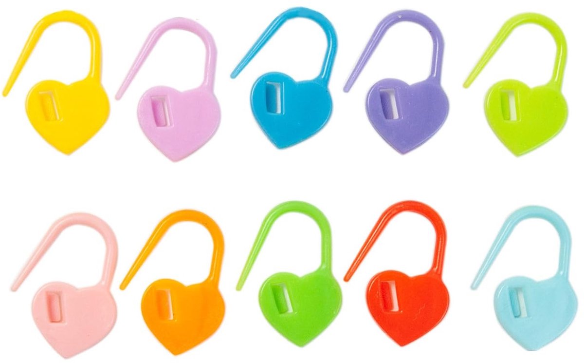 Dailygoods - Dailygoody - Kleurrijke Plastic Steekmarkeringen - Hartvormige Breinaaldclips - Handig voor Naaiwerk - 50 Stuks - Perfect voor Creatieve Projecten - I...