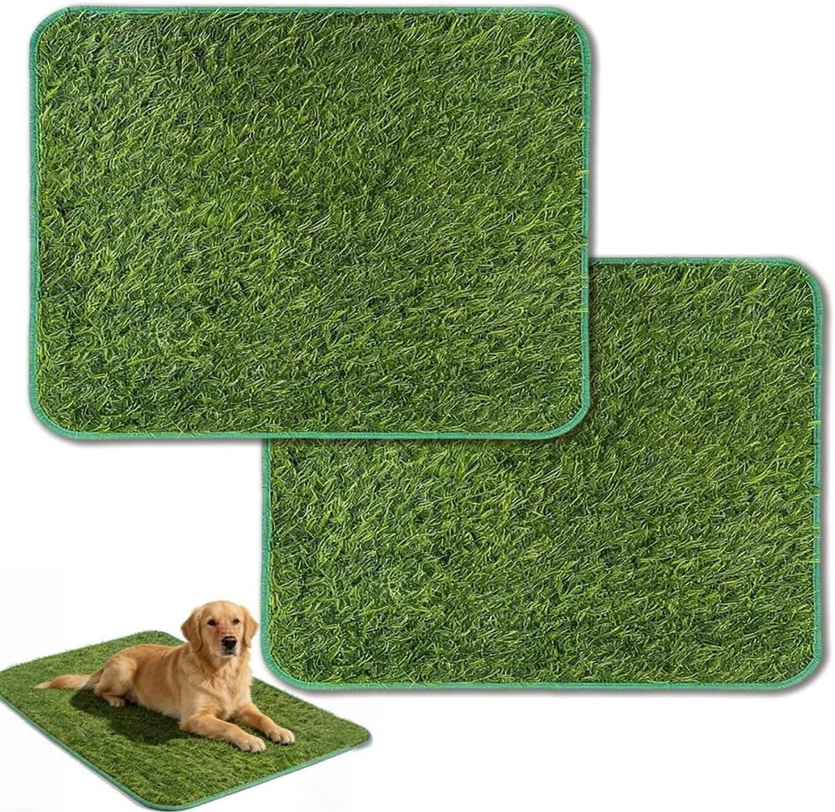Set van 2 Honden Toiletten voor Balkon, Kunstgras Puppy Toilet, Wasbaar en Herbruikbaar, Ideaal voor Zindelijkheidstraining en Kleine Honden, 58.5 x 46 cm