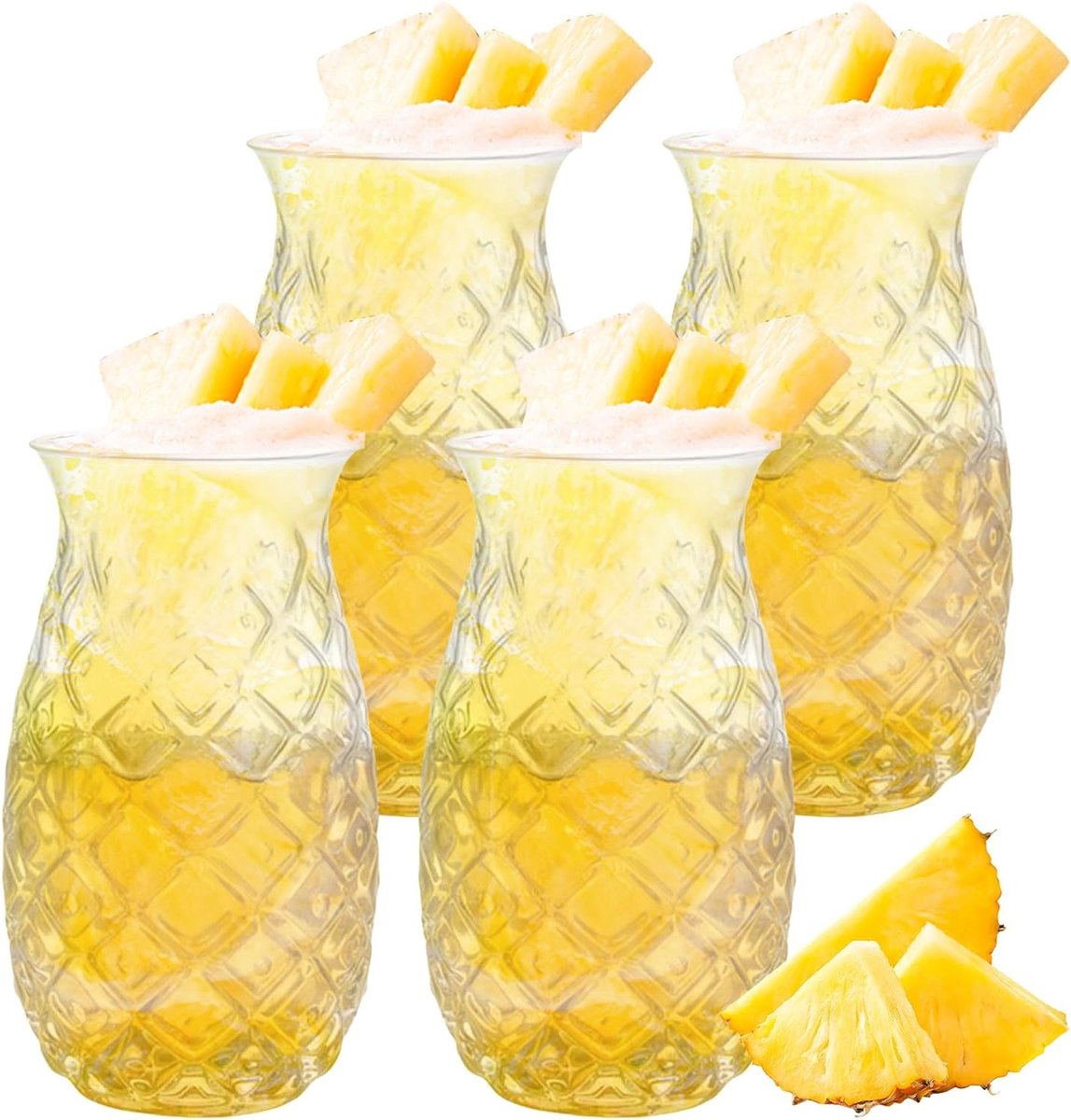 Set van 4 Cocktailglazen 480 ml met Ananas Relief voor Cocktails, Drankjes en Feesten