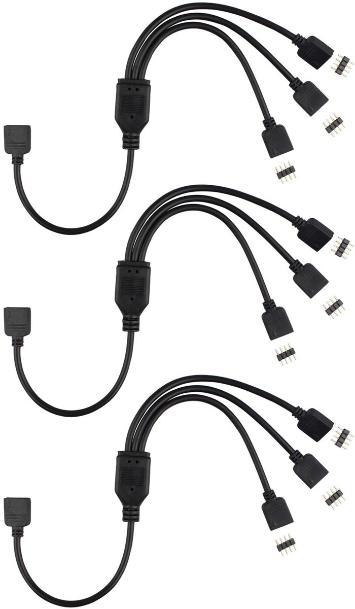 Dailygoods - Dailygoody - RGB LED strip splitter kabel - Female 1 naar 3 - 9-pin connector - RGB 5050 3528 2835 LED strip verlengkabel - TV achtergrondverlichting