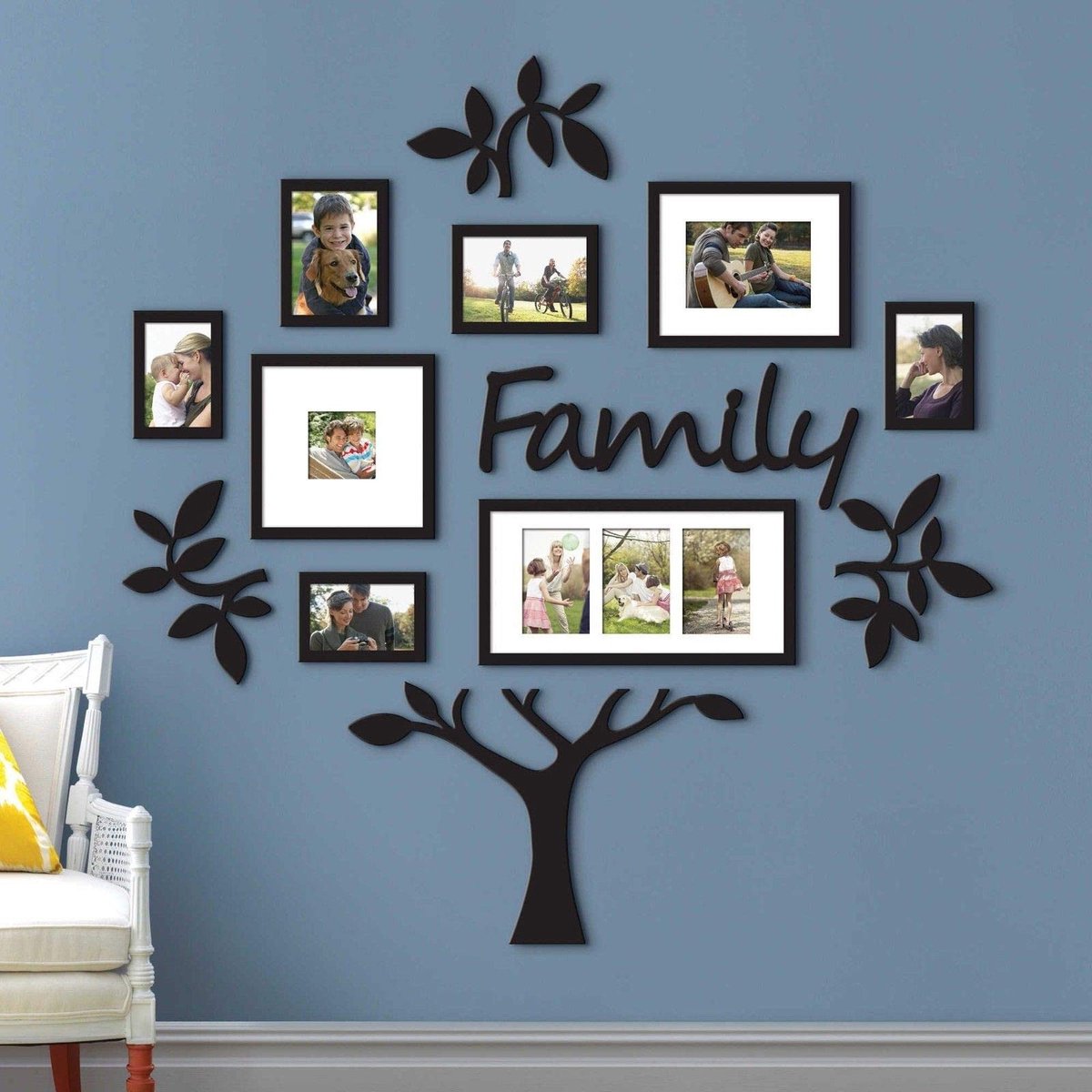 Dailygoods - Cosensi - Dailygoody - Boom Familie Collage Foto Frame - Wanddecoratie - 117 x 119 cm - Bruiloft Decor - Acryl Plaat - Eenvoudig te bevestigen en verwijderen