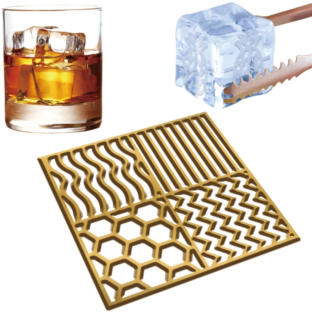 Dailygoods - Dailygoody - IJsblokjes Stempel Tray - Craft Accessoire - Honingraat Design - Cocktails en Whisky - 5 Seconden Maken - Voor Barmannen