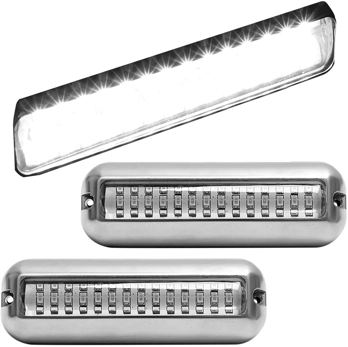 Dailygoods - 2 Stuks LED Onderwater Boot Spiegel Licht Waterdicht Roestvrij Staal