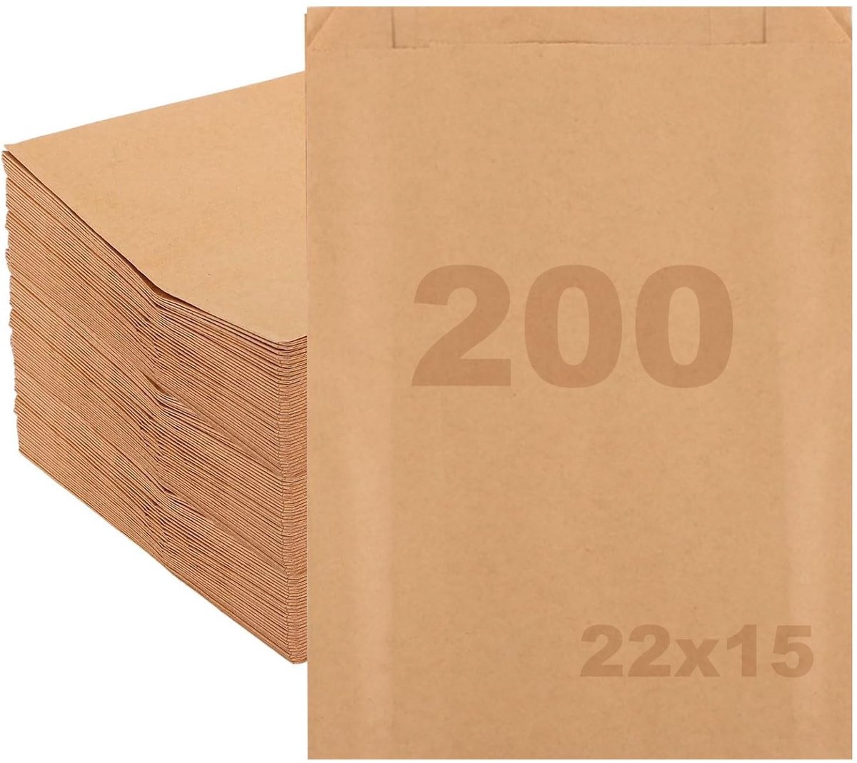 Dailygoods - 200 Kraftpapieren Boterbroodzakken 22 x 15 x 5 cm