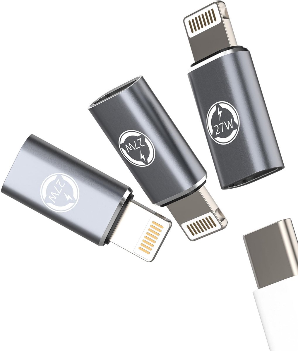 Dailygoods - USB C naar Lightning Adapter (3 stuks) voor Snelle Oplader en Compatibiliteit