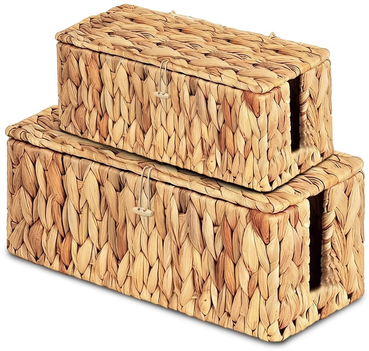 Dailygoods - Set van 2 Handgemaakte Waterhyacint Kabelboxen voor Kabelbeheer