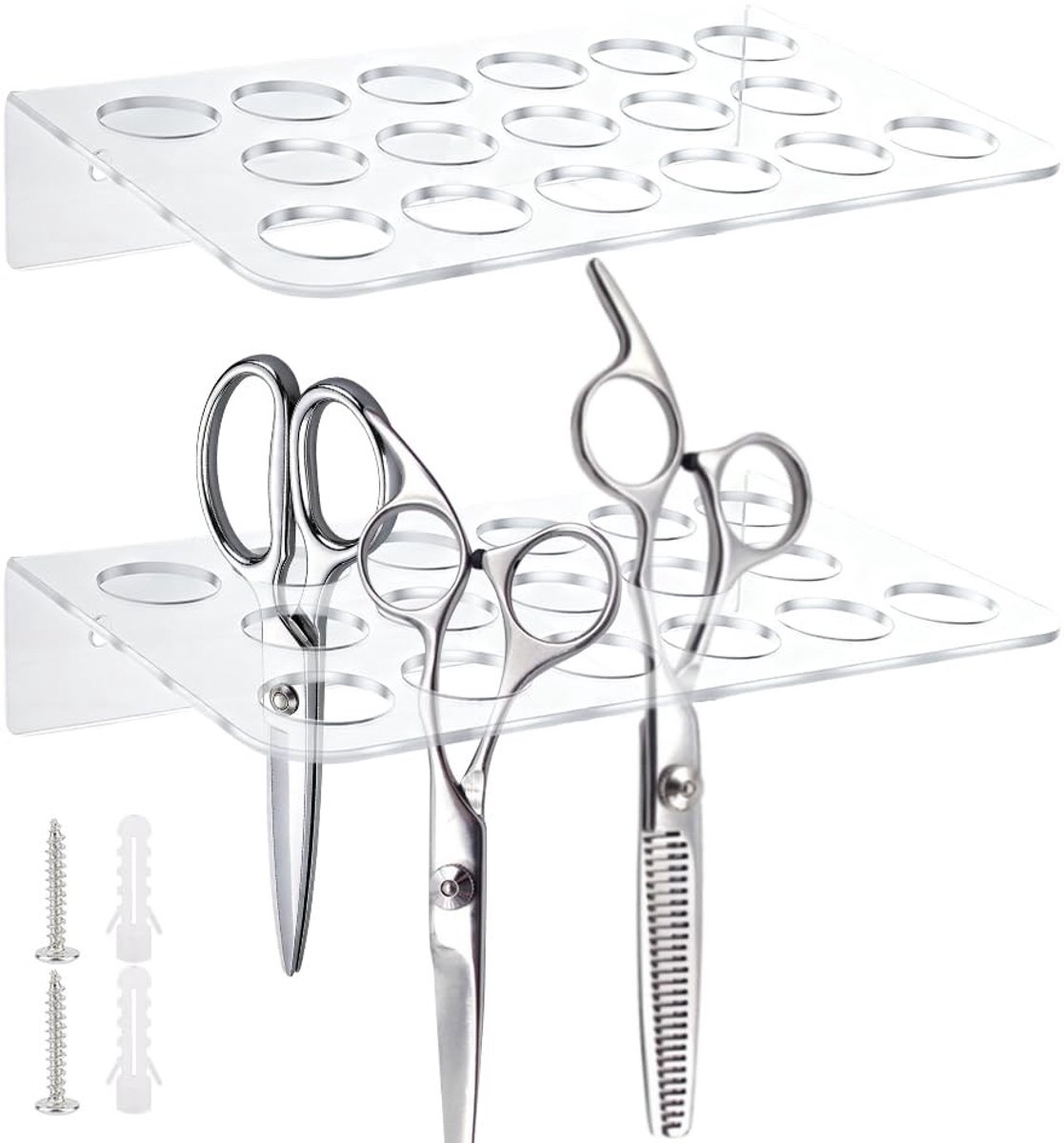 Dailygoods - 2 Stuks Acryl Schaar Houder Wandmontage voor Verzorging en Kappers