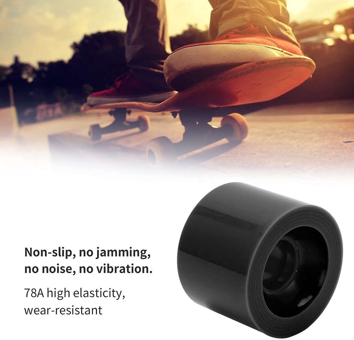 Dailygoody - Skateboard Wielen - Vervangende Accessoires - Snel en Glad - Zwart - Geschikt voor Longboard en Cruiser - PU-materiaal