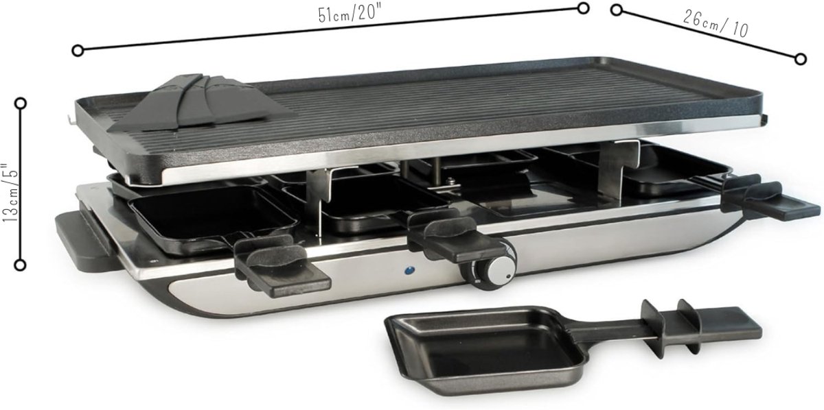 TIM® Gourmetstel 8 personen - Gourmetstellen - Gourmet - Zwart/Zilver - 26cm x 51cm x 13cm – foto 4