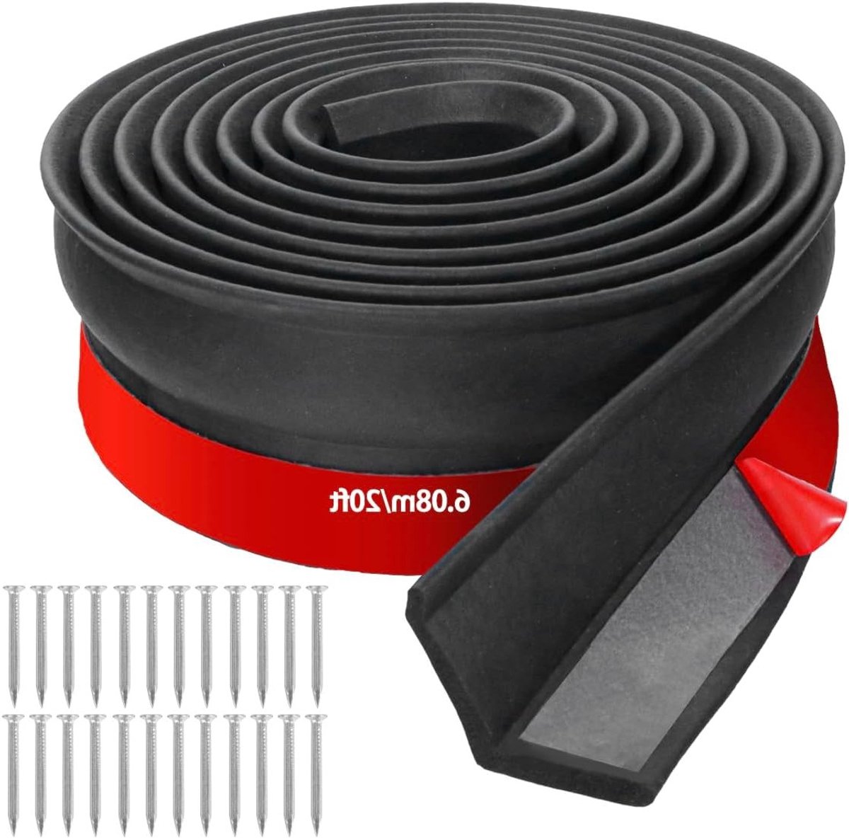 Sealing Strip voor Garagedeuren - Universele 6M Dichting met Spijkers voor Optimale Isolatie en Bescherming