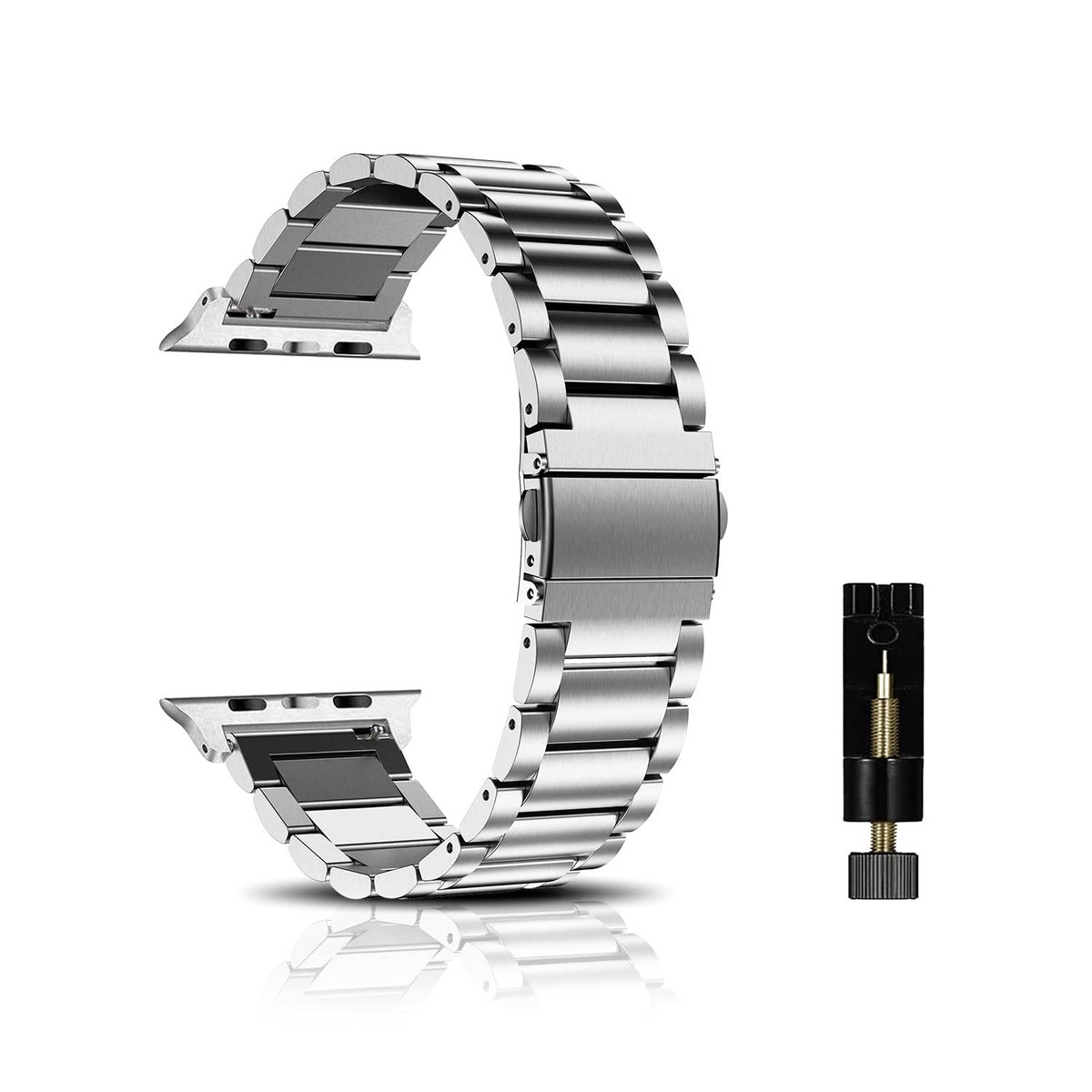 Dailygoody - Armband Apple Watch - Horlogebandje roestvrij staal - Uniseks design - Zilver - Compatibel met Apple Watch 38 mm 40 mm 41 mm 42 mm 44 mm ...