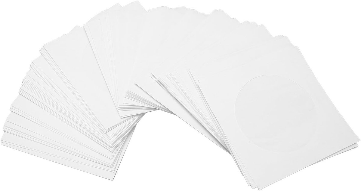 Dailygoody - CD-DVD-Hoezen - Stofdichte Hoezen - Premium Wit Papier - Herbruikbare Enveloppen - Geschikt voor 8 cm Schijven