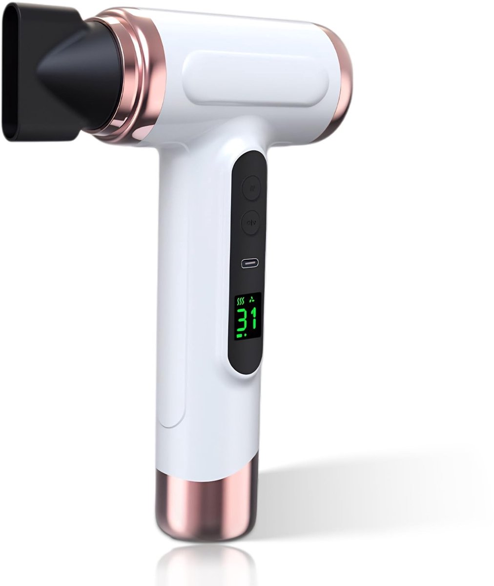Dailygoody - Draadloze Haardroger - Oplaadbare Föhn - 15.000 mAh - Wit - USB-oplaadbaar - Ideaal voor Reizen en Kamperen