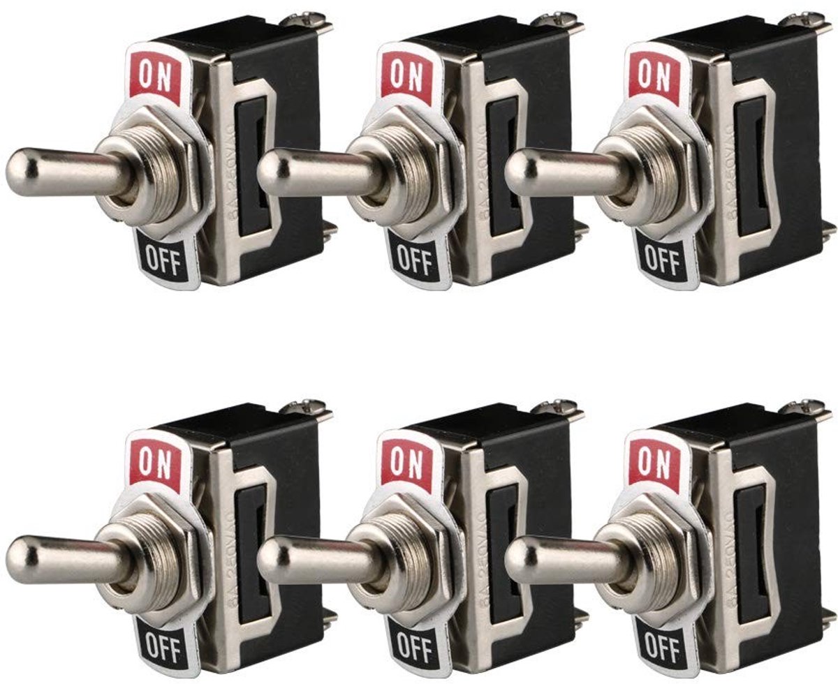 Dailygoody - Rocker Switch - 12V 24V 220V - ON/OFF - Zwart - 10A - Meerdere spanningen - Geschikt voor voertuigen - 6 stuks