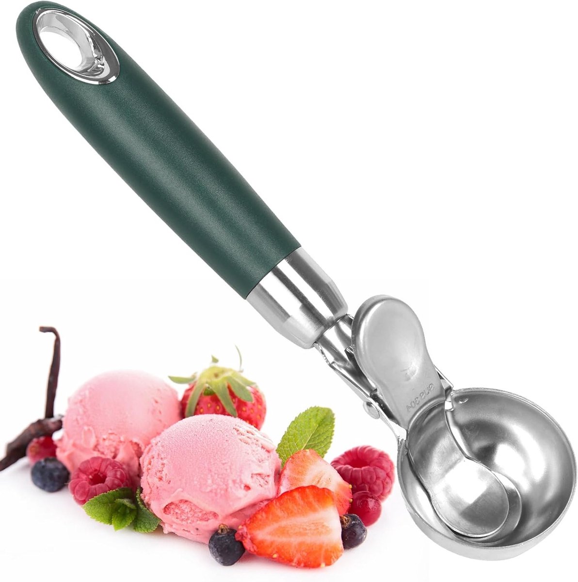 RVS IJslepel met Comfortabele Handgreep voor IJsballen, Meloen Snijden en Bakgerei, Ideaal voor Keuken en Bakkerijen