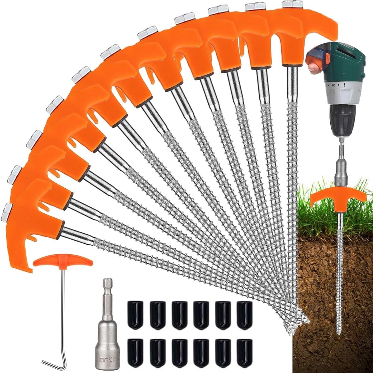 Draadsteker Tent Haringen - 12 Stuks - Sterke en Robuuste Haringen voor Camping, Tuin en Hardere Bodems