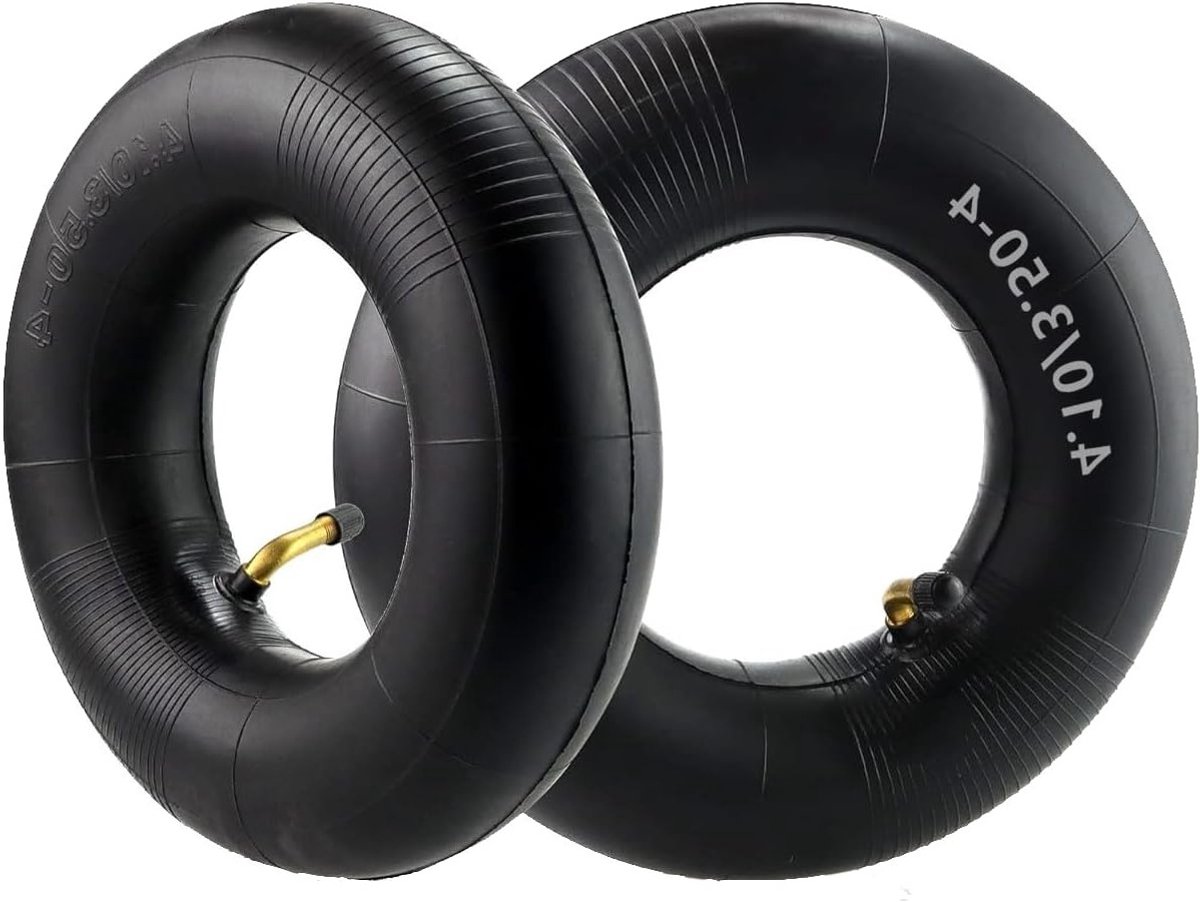 Set van 2 Binnenbanden 4.10/3.5-4 Inch met Gebogen Ventiel voor Tuinwagens, Grasmaaiers en Aanhangwagens