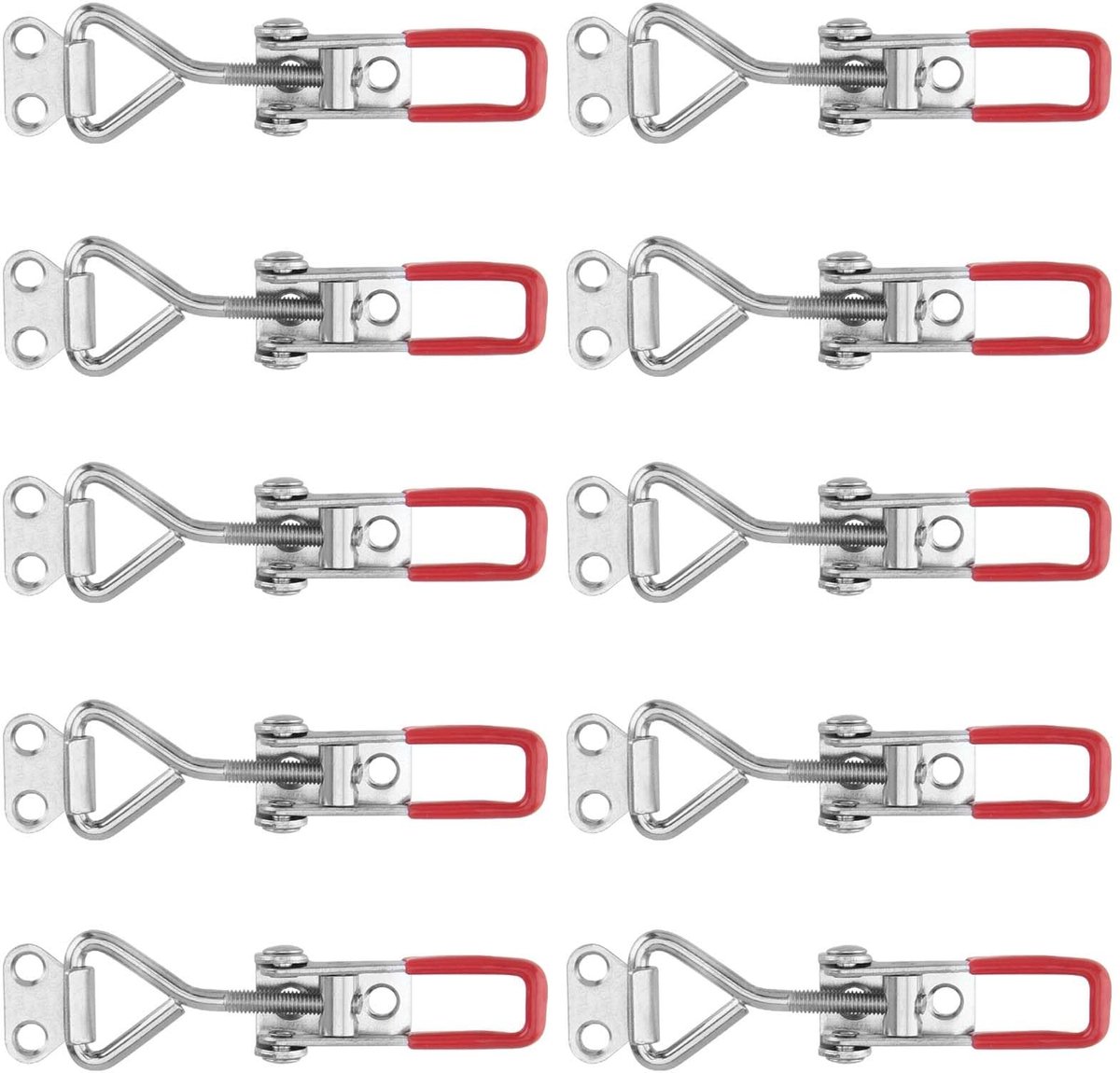 Dailygoods - Dailygoody - Sliver Toggle Latches - Verstelbare Metalen Klemmen - Heavy Duty Spanning Lock - Rood Handvat - Voor Dozen en Kasten - Set van 10