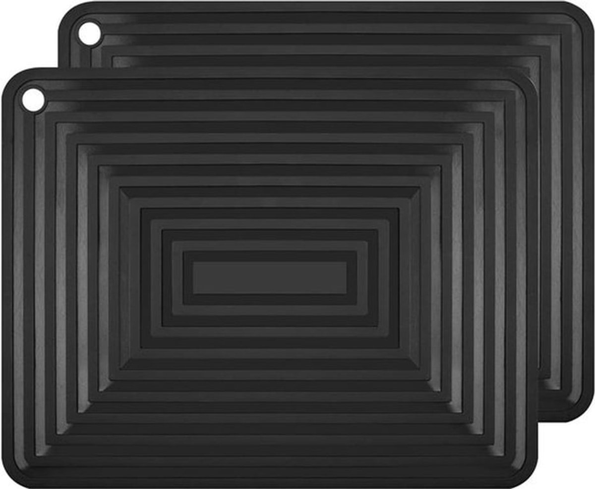 onderzetter van siliconen, pannenlap, vaatwasserbestendig, antislip en hittebestendig tot 250 °C, gestreept, 2 stuks, Normaal, #1 zwart