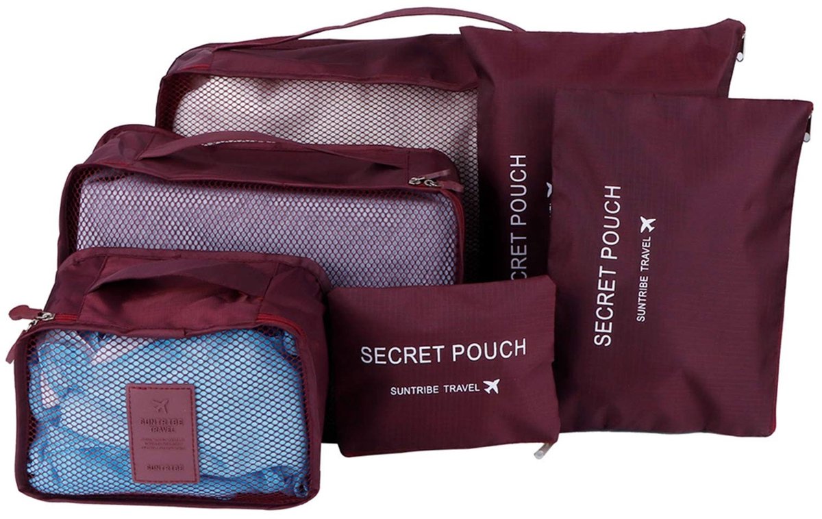 Dailygoods - Dailygoody - Reistassen - Kleding sorteerpakketten - Ruimtebesparend - Rood - Bagage organisatoren - Opbergtas - Geschikt voor reizen - Kleur rood