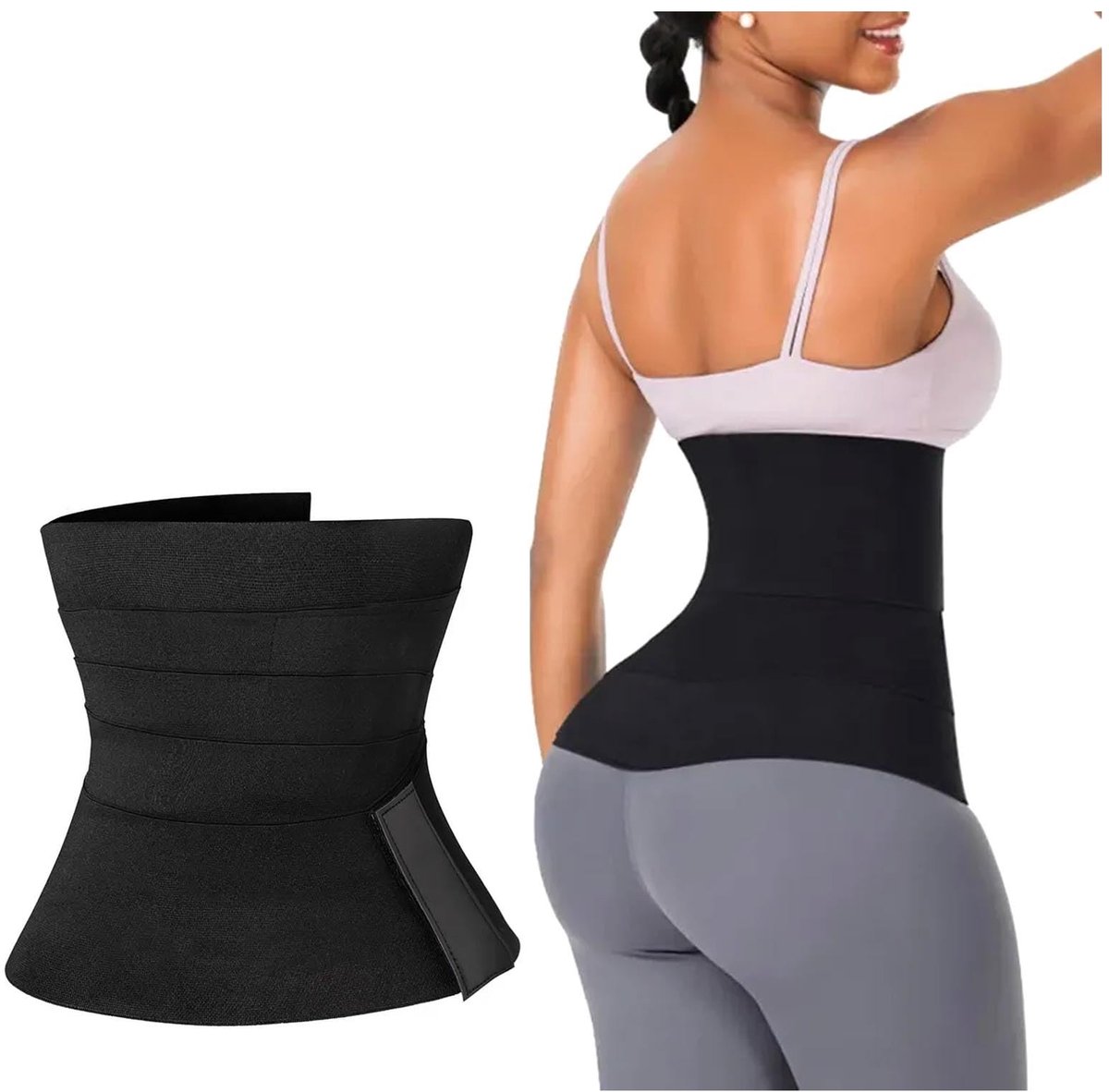 Dailygoods - Dailygoody - Taille Trainer body shaper - Heupriem voor gewichtsverlies - Plus size - Zwart - Sauna riem - Oefenapparatuur voor thuisgebruik - One size