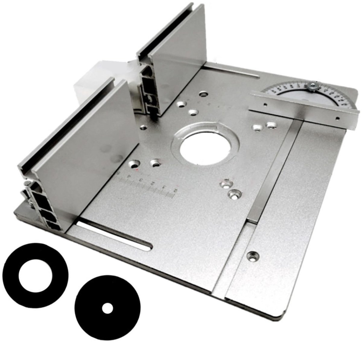 Dailygoods - Dailygoody - Houtbewerkingsfreestafel-inzetplaat - Freesplaat met verstelbare schuifhek - 26,6 x 22,3 x 8,1 cm - Geschikt voor trimmachine - Veilig en...