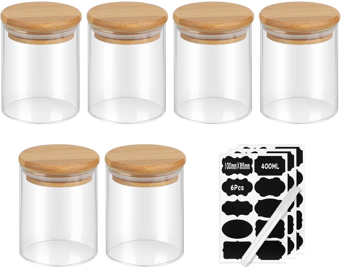 Dailygoods - Dailygoody - glazen potten - luchtdichte kruidenpotten - eenvoudig toegankelijk - 500 ml - voorraadpot voor granen - perfect voor specerijen - set van
