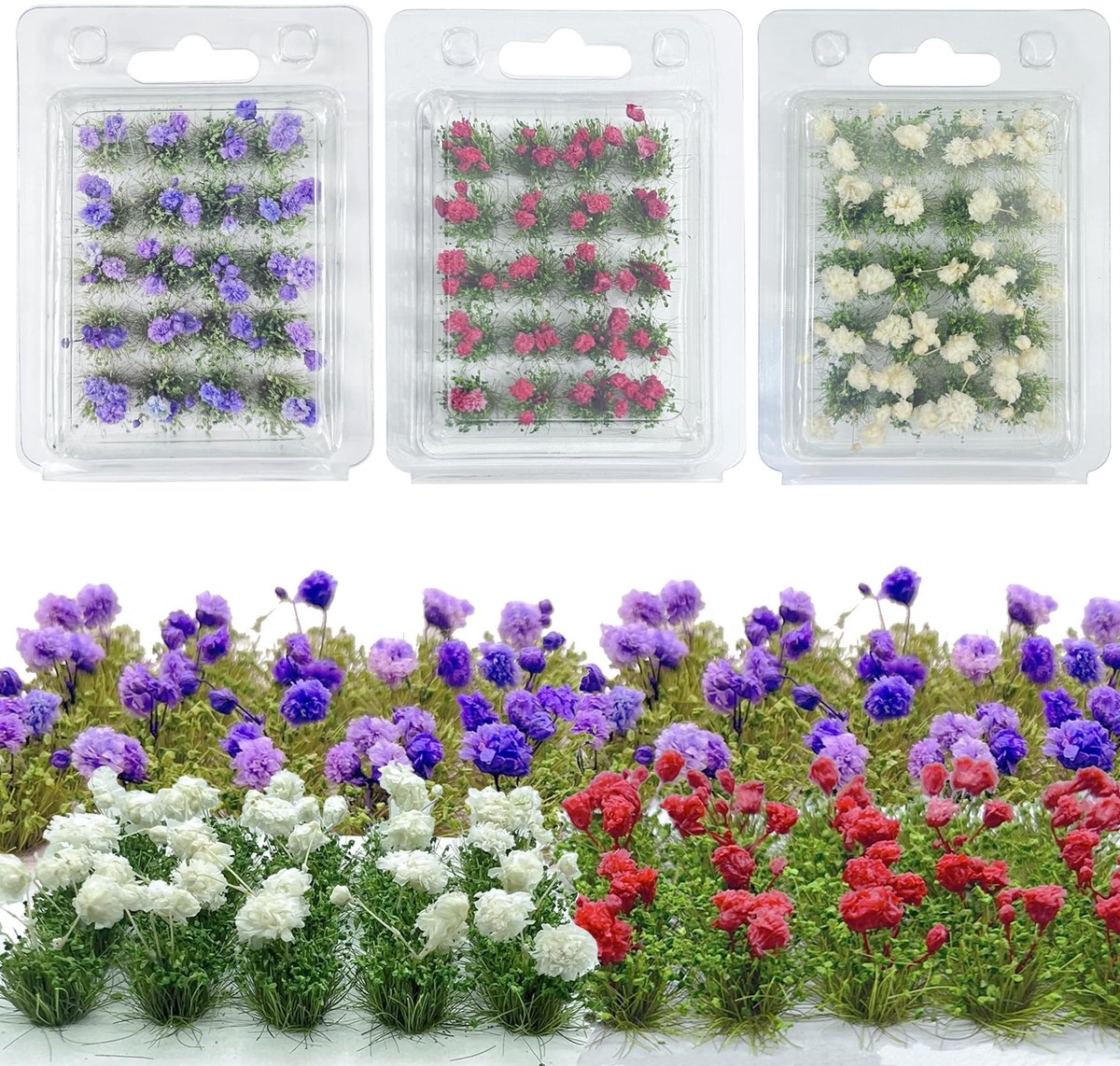 Dailygoods - Dailygoody - Bloemen Grasbundel - Modelbouw Accessoires - Statische Grastrommel - 3 Kleuren - Miniatuur Ornamenten - Diorama Decoratie - Gesch...