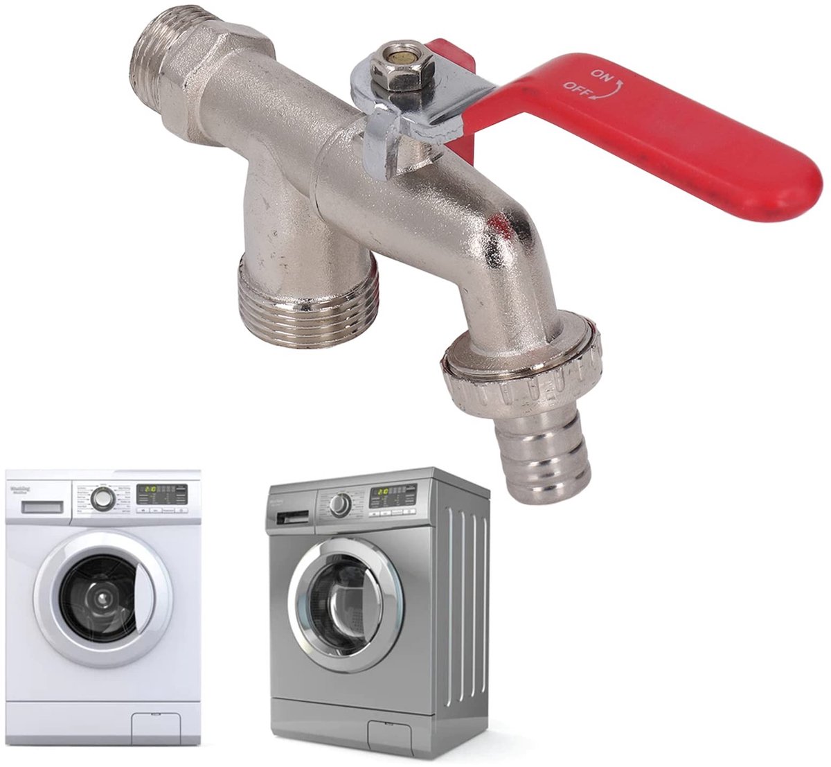 Dailygoods - Dailygoody - Dubbele Klepkraan - Slangkraan voor Wasmachines - Geen Lekkage - Zinklegering - Tuinaccessoires - 1 in 2 uit - Universeel