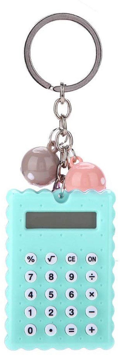 Dailygoods - Dailygoody - Mini Draagbare Keychain Calculator - Schattige Koekjesstijl - Compact en Gebruiksvriendelijk - Groen - 8-bit Display - Ideaal voor Kinder