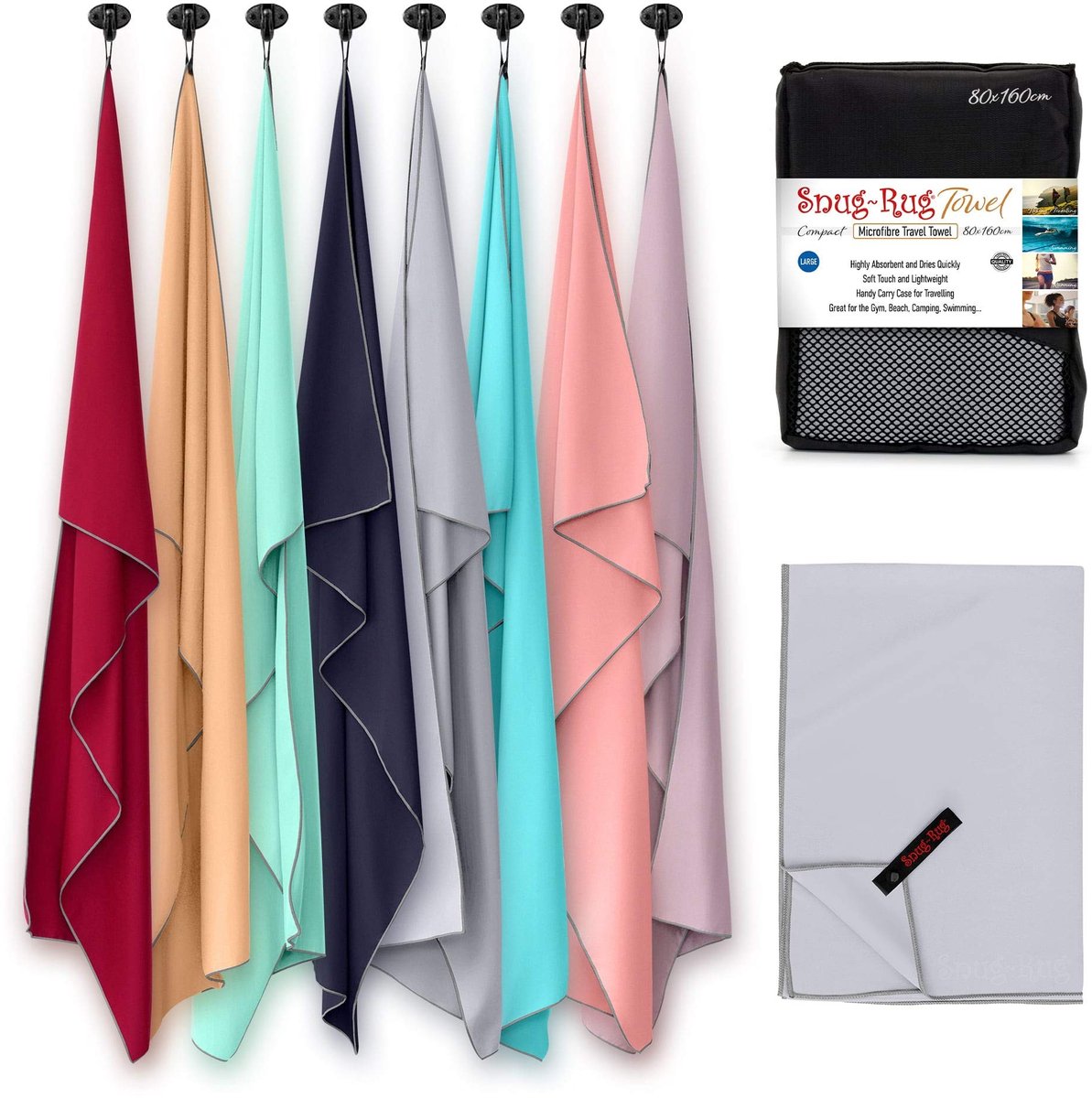 Dailygoods - Dailygoody - Microfibre Handdoek - Sneldrogend - Super Absorberend - Lichtgewicht Compact Reizen - Dapple Grey - Antibacterieel - Ideaal voor Strand e