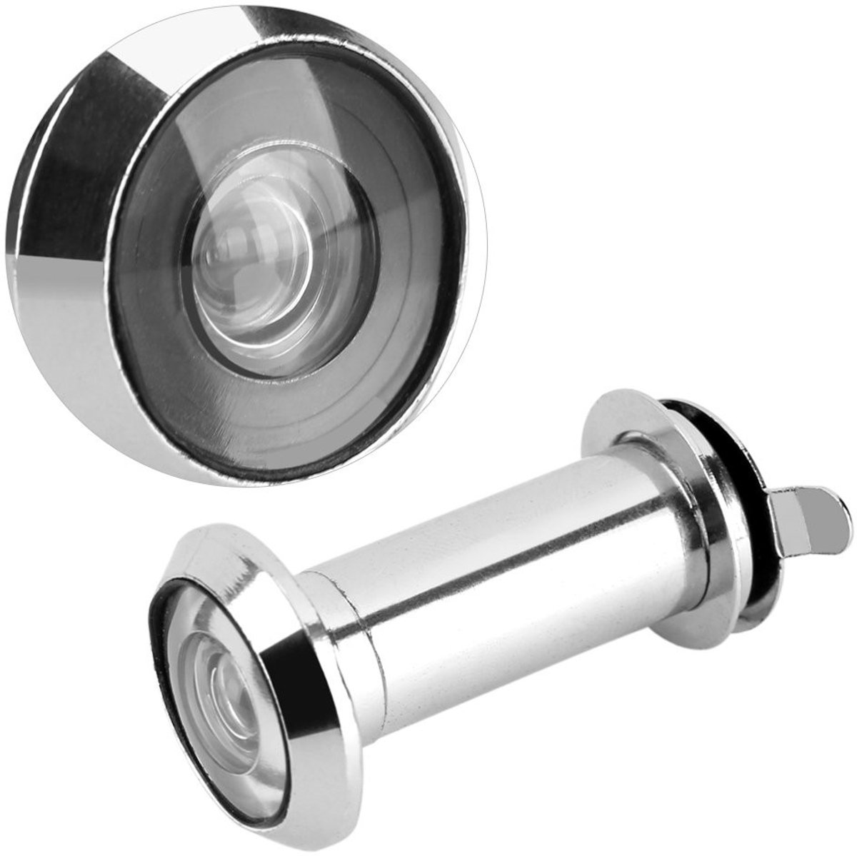 Dailygoods - Dailygoody - Kijkgaatje groothoek 220 ° - Beveiligings kijkhoek - Zilver - Privacyafdekking - Geschikt voor 35-55 mm deuren - Herbruikbare verpak