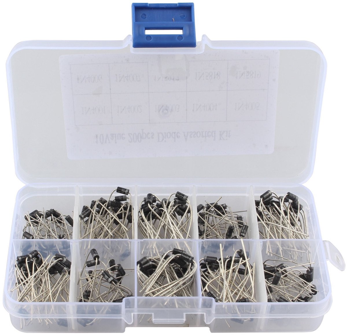 Dailygoods - Dailygoody - Diode Kit - 200 Stuks met 10 Waarden - Inclusief Plastic Opbergdoos - Voor Elektronica - Diverse Waarden - Betrouwbaar - Geschikt voor Di