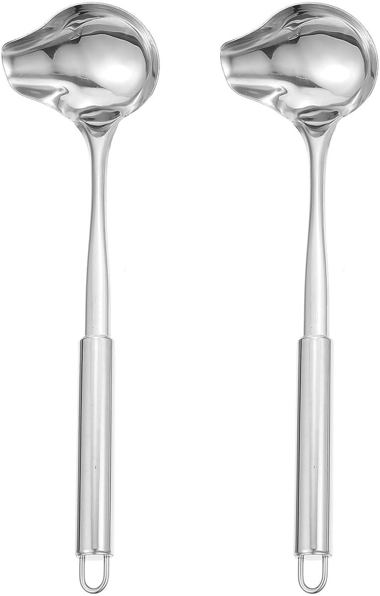 Dailygoods - Cosensi - Dailygoody - Soeplepel Set - 2-delige RVS Lepels - Gepolijst Design - Geschikt voor Soepen en Sauzen - Keukenaccessoires - Hoogwaardige Kwaliteit - Ge.