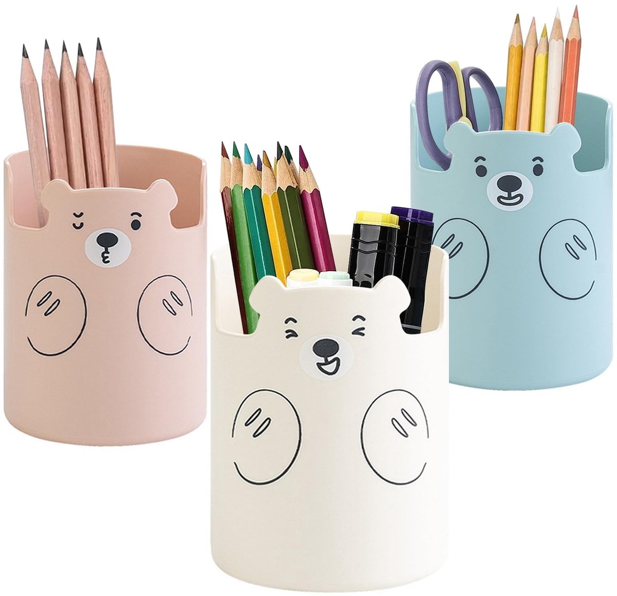 Dailygoods - Cosensi - Dailygoody - Pencil Holder - Multifunctionele Pennenhouder - Rond - Wit Roze Blauw - Organizer voor School Thuis Kantoor - Geschikt voor Diverse Toepa
