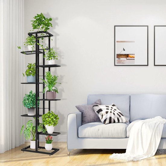COSTWAY Massief houten plantenstandaard, planten