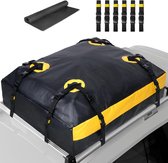 Bol.com Daktas voor de auto dakbagagedragertas 425 liter waterdicht opvouwbaar zonder railing/met railing zwart/geel dakkoffer m... aanbieding