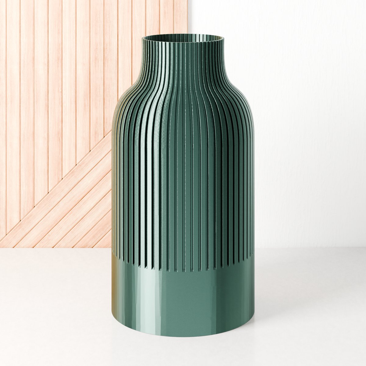 Fleuriek Brede Vaas - Silk groen - H40 cm - Japandi Vaas - Minimalistisch design - Bloemenvaas van bio kunststof - Japandi living decoratieve vaas
