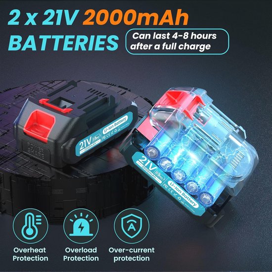 Elektrische Snoeischaar met Draadloze Accu - Krachtige 800W Motor en Snijcapaciteit tot 50mm voor Tuin en Boerderij van Merkloos	 — afbeelding 5