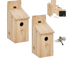 Nestkastje bouwpakket - set van 2 - 32 mm opening - koolmees - hout