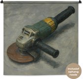 Wandkleed 90x90 cm - Wanddoek Haakse slijper - Schilderij - Gereedschap - Wandtapijt - Wandkleden