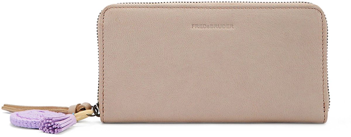 FREDsBRUDER Leren Portemonnee Take A Smile Ziparound Wallet Chai Latte Taupe