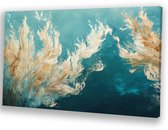 Zeewier onder water in beweging - Zeeplanten canvas kunst - Wanddecoratie canvas zeewier - Abstract expressionisme - Landelijk schilderij - Decoratie slaapkamer - canvas 45x30 cm