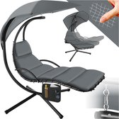 Bol.com tectake® Hangligstoel met frame - Zwevend ligbed - Schommelligstoel met zonnekap - Hangstoel inclusief tas - Met gestoff... aanbieding