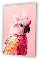Oeuvre cacatoès rose - Peinture cacatoès - Peinture sur toile oiseau - Art Digital - Décoration murale moderne - Art sur toile - Toile 30x45 cm